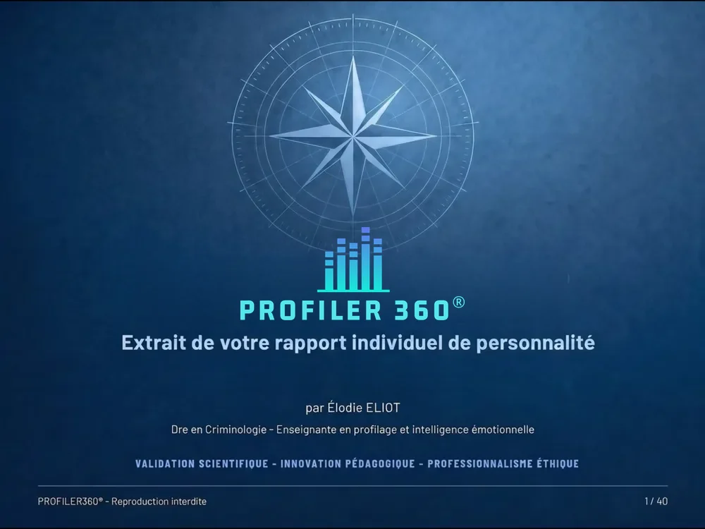 Couverture d'un extrait de rapport individuel de personnalité PROFILER360®
